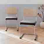 2 sillas cantilever - Maja - tela marrón oscuro y resina efecto ratán, 46 x 54,5 x 84,5cm   Photo2