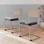 2 chaises cantilever - Maja - tissu marron foncé et résine effet rotin, 46 x 54,5 x 84,5cm   Photo1