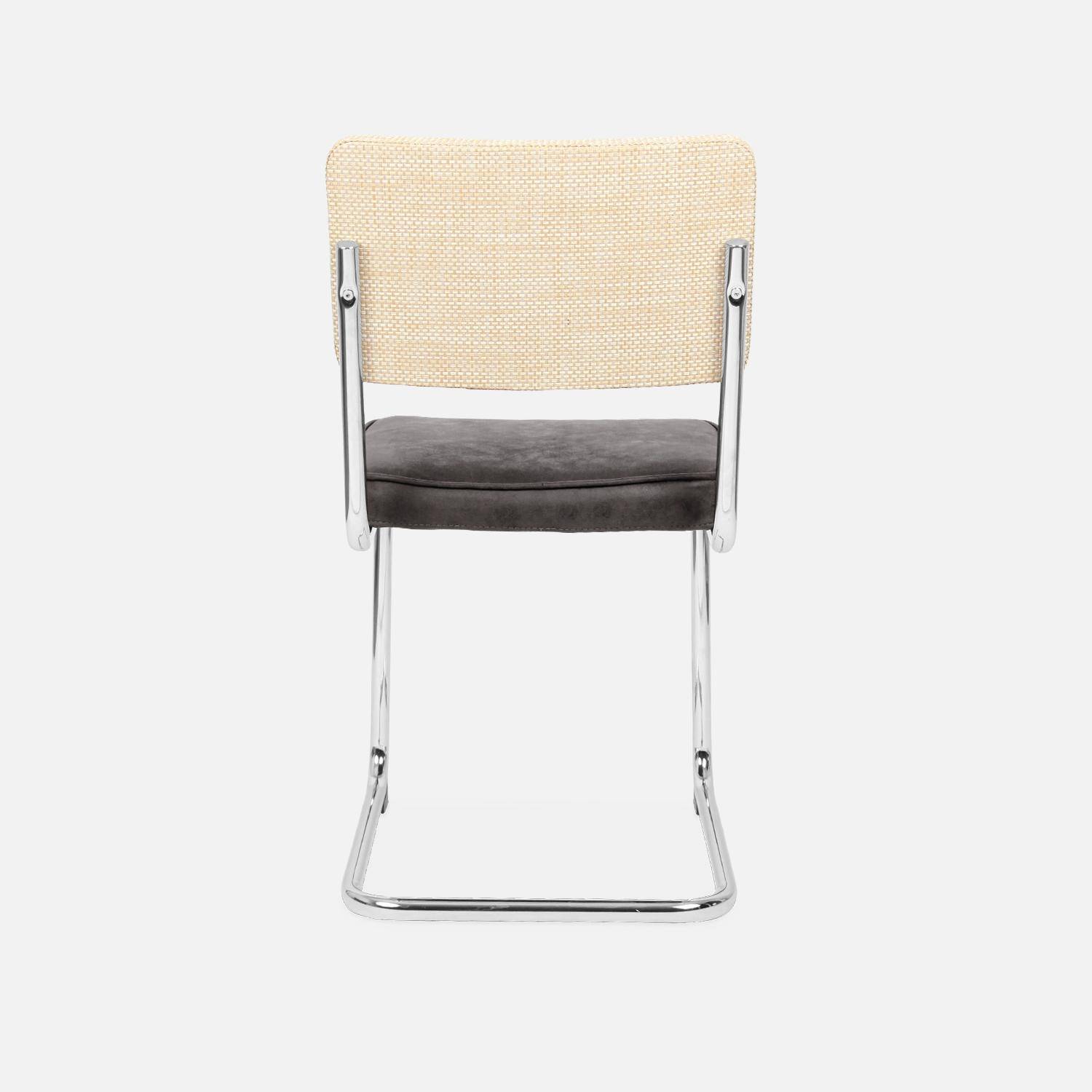 2 chaises cantilever - Maja - tissu noir et résine effet rotin, 46 x 54,5 x 84,5cm   Photo7