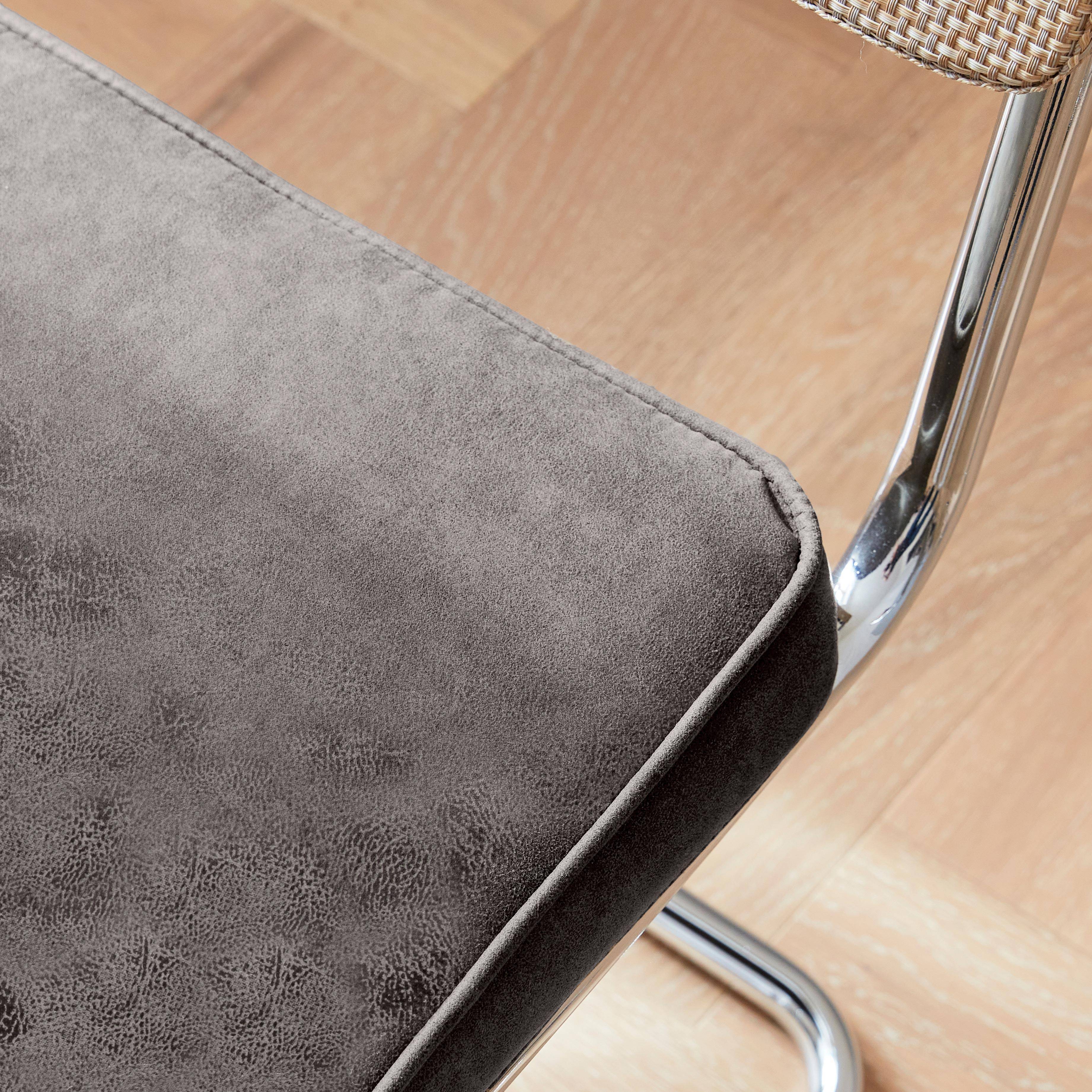 2 chaises cantilever - Maja - tissu noir et résine effet rotin, 46 x 54,5 x 84,5cm   Photo3