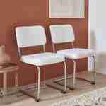 2 chaises cantilever - Maja - à bouclettes blanches , 46 x 54,5 x 84,5cm   Photo1