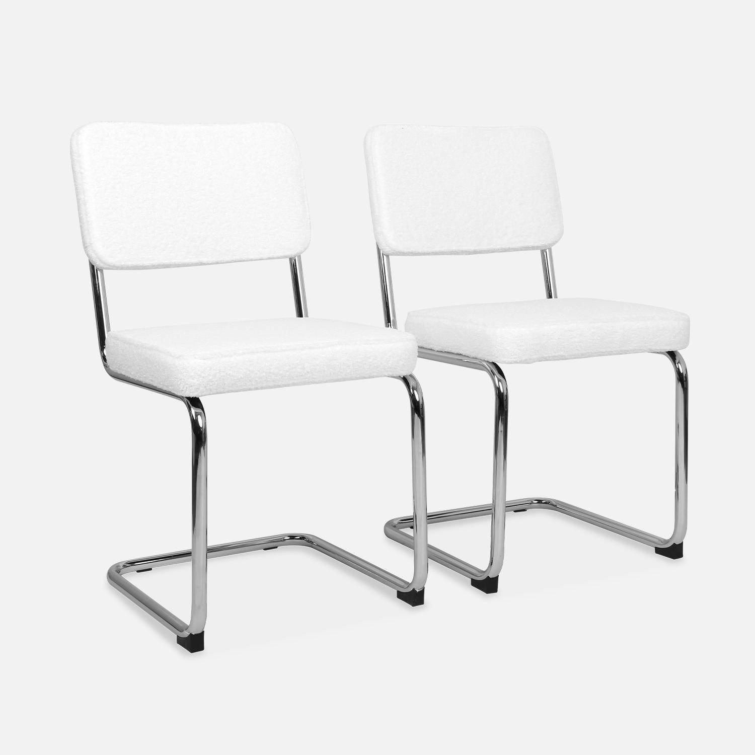2 chaises cantilever - Maja - à bouclettes blanches , 46 x 54,5 x 84,5cm   Photo4