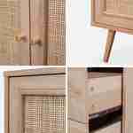 Sideboard Holzeffekt mit Rattengeflecht 2 Türen 3 Schubladen L150 x B39 x H79cm - Bohème Photo6
