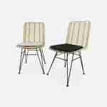 Deux chaises en rotin naturel et métal, coussins beiges - Cahya Photo10