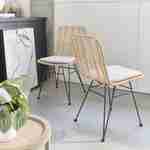Deux chaises en rotin naturel et métal, coussins beiges - Cahya Photo2