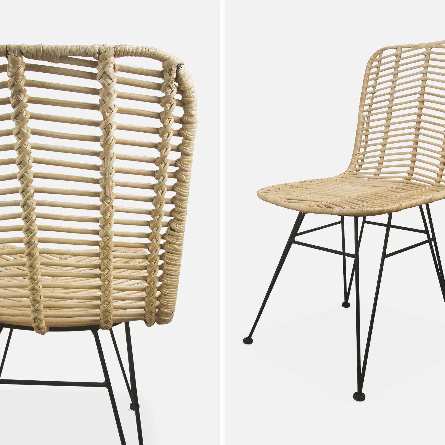 Deux chaises en rotin naturel et métal, coussins beiges - Cahya Photo8
