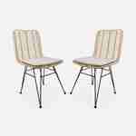 Deux chaises en rotin naturel et métal, coussins beiges - Cahya Photo4