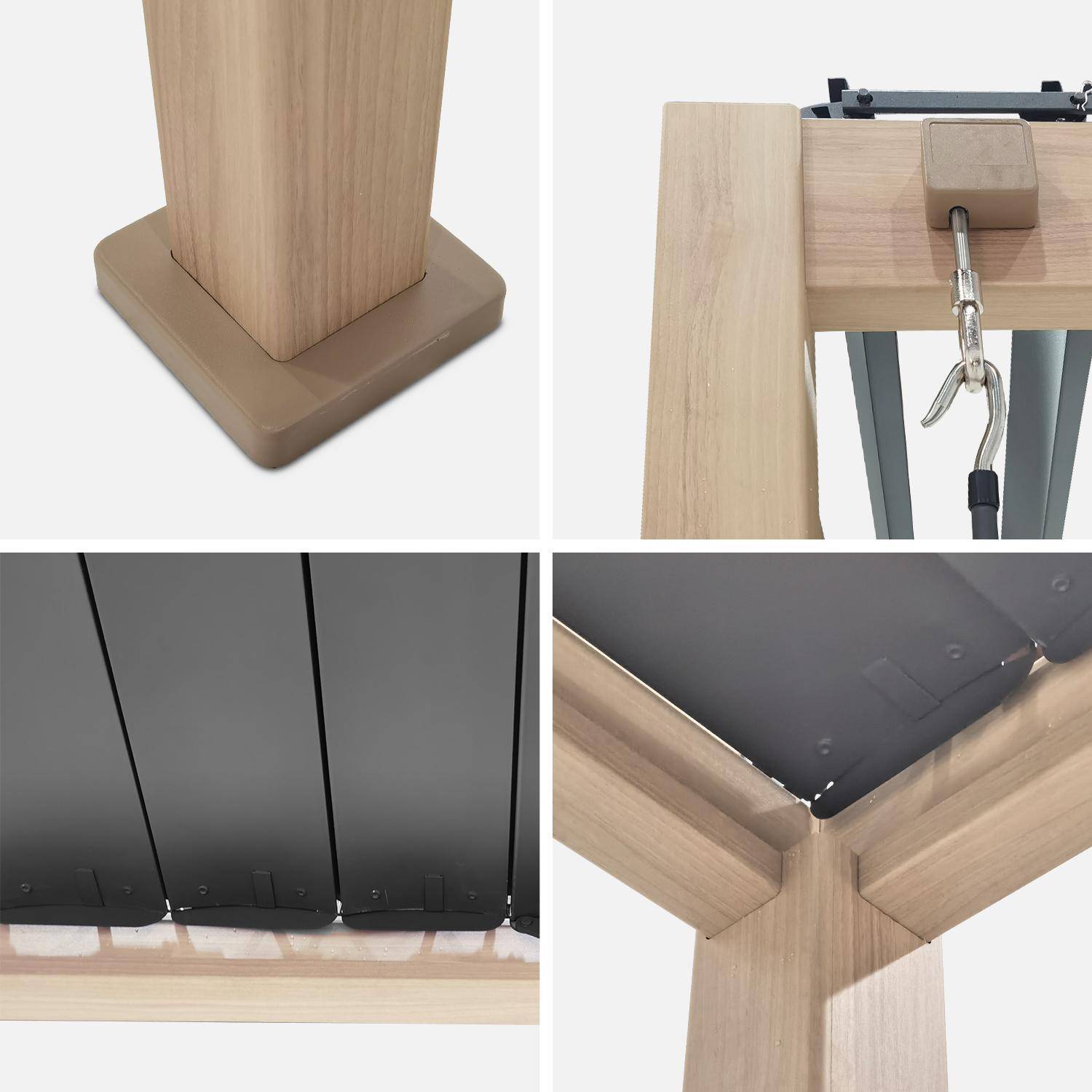 Pergola Bioclimatique imitation bois – Triomphe – 300x300cm, aluminium, à lames orientables  Photo3