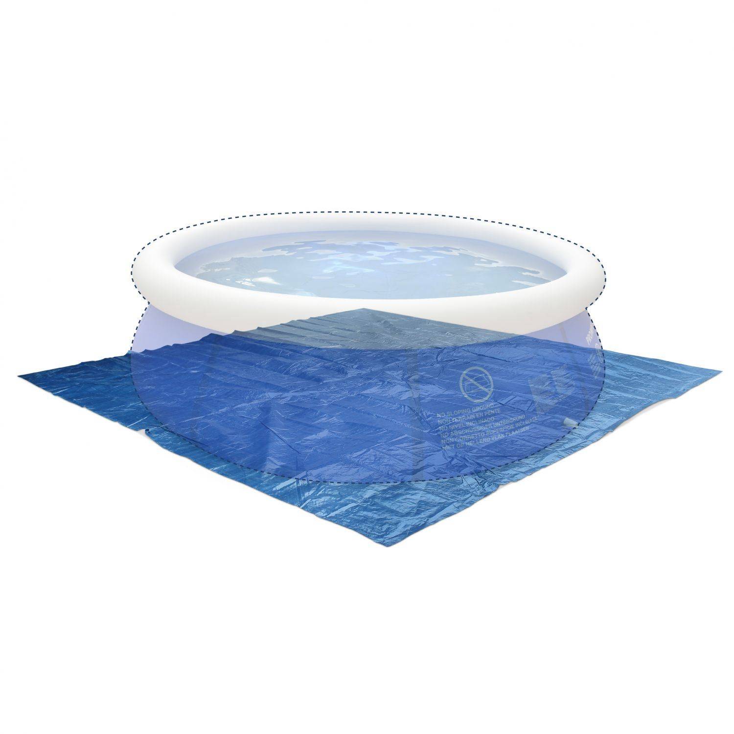 Vloermat 330 x 330cm Ronde vloermat voor zwembad Ø 300cm blauw