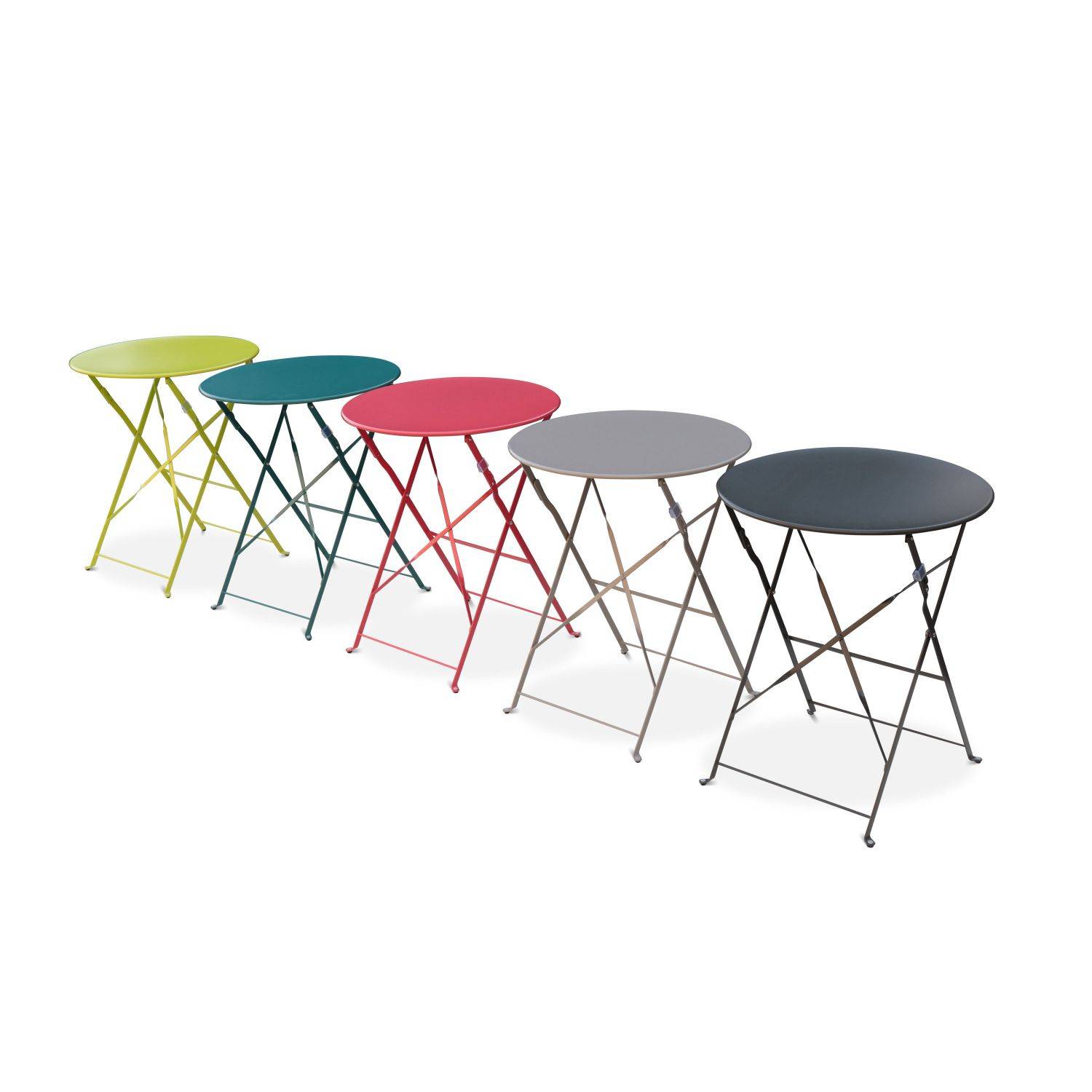 EMILIA bistroset - 2 opklapbare stoelen en een ronde tafel van gepoedercoat staal met matte afwerking Photo7