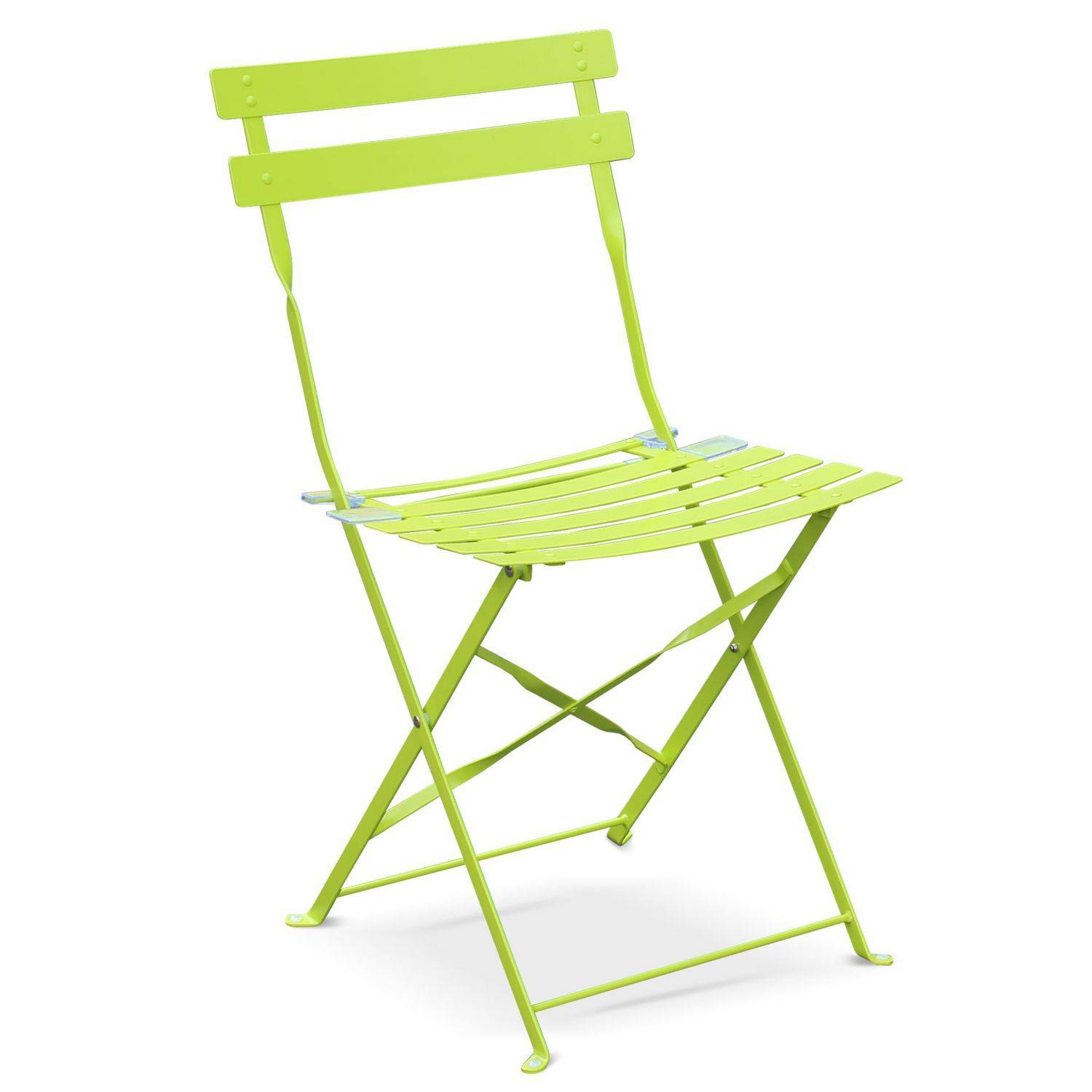 Set da giardino, bar bistro, pieghevole - modello: Emilia, rotondo, colore: Verde anice - Tavolo ø60cm, con due sedie pieghevoli, acciaio termolaccato Photo4