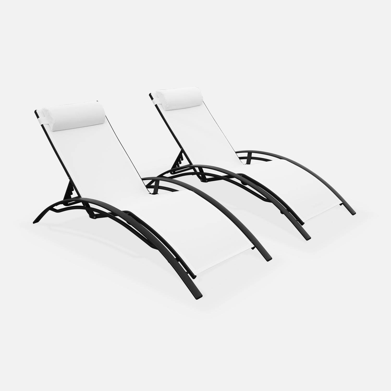 Duo aus Sonnenliegen aus Aluminium - Louisa Anthrazit Weiß - Liegestühle aus Aluminium und Textilene Photo1