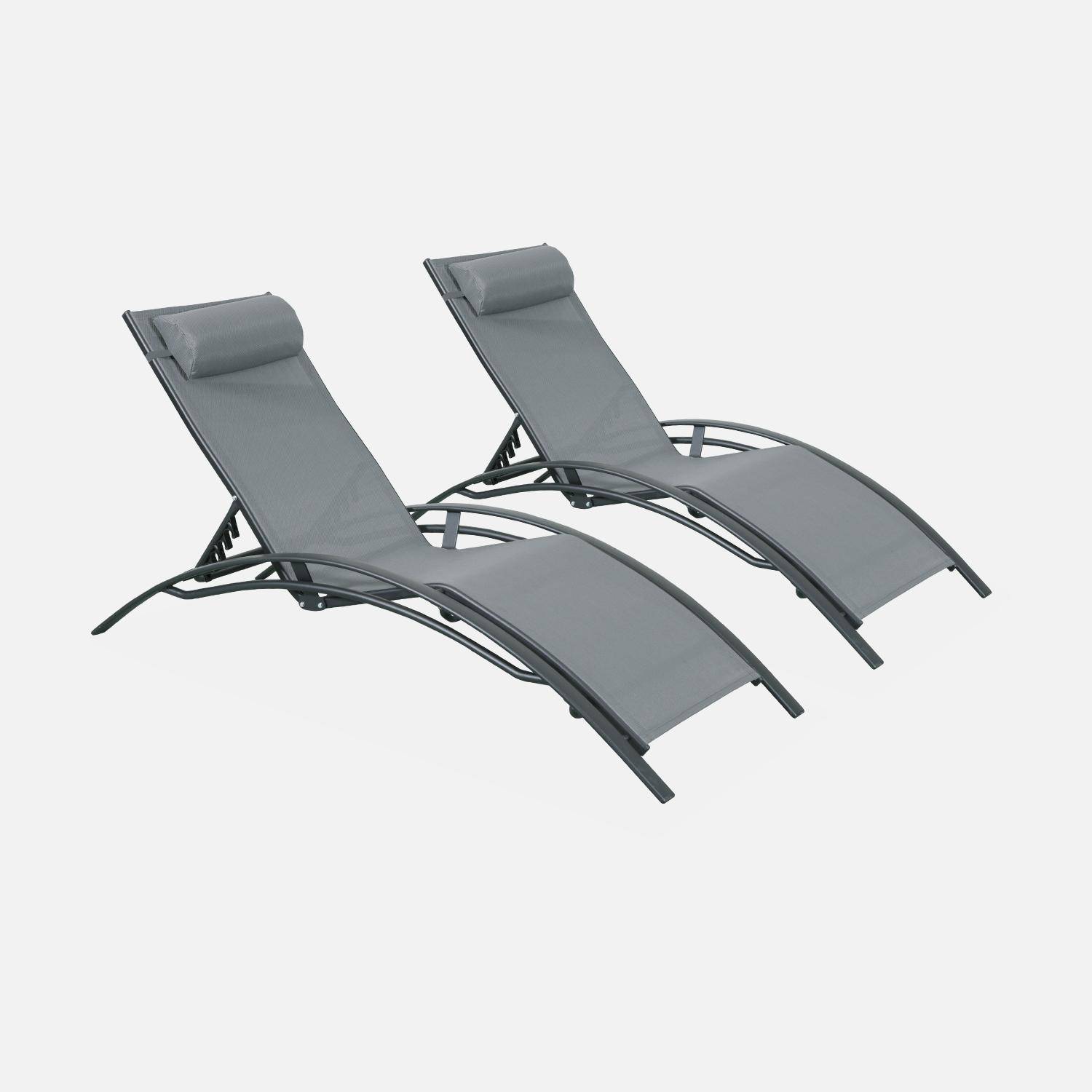 Duo aus Sonnenliegen aus Aluminium - Louisa Anthrazit - Liegestühle aus Aluminium und Textilene Photo3