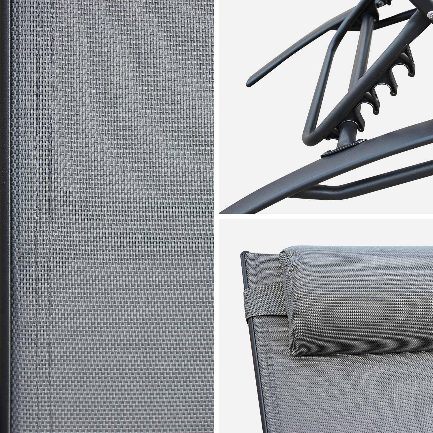 Par de espreguiçadeiras em alumínio antracite e textileno cinzento - LOUISA Photo5