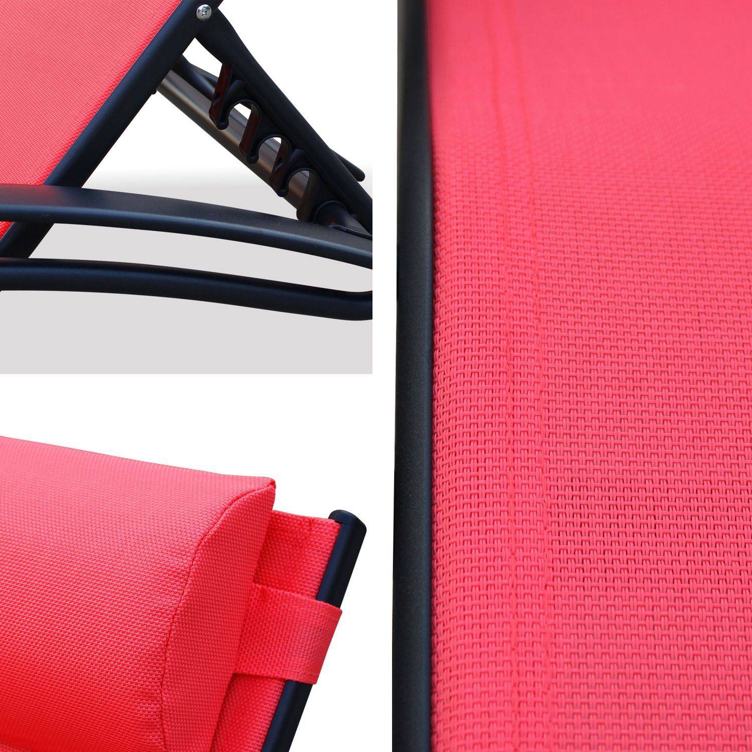 Lettino prendisole in alluminio e textilene - modello: Louisa, colore: Corallo - sdraio Photo3
