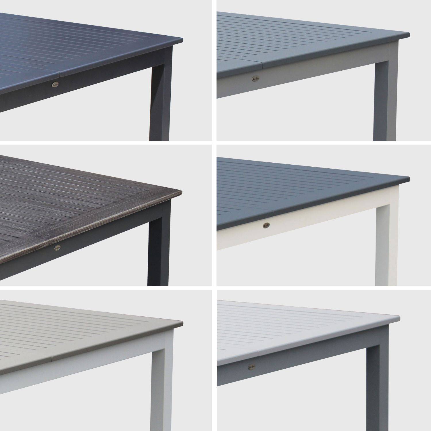 Ausziehbarer Tisch Gartengarnitur - Chicago Weiß/Graumeliert - Aluminiumtisch 175/245 cm mit Verlängerung und 8 Sitzen aus Textilene Photo9