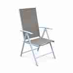 Set mit 2 Naevia-Sesseln mit mehreren Positionen aus weißem Aluminium und taupefarbenem Textilene Photo2