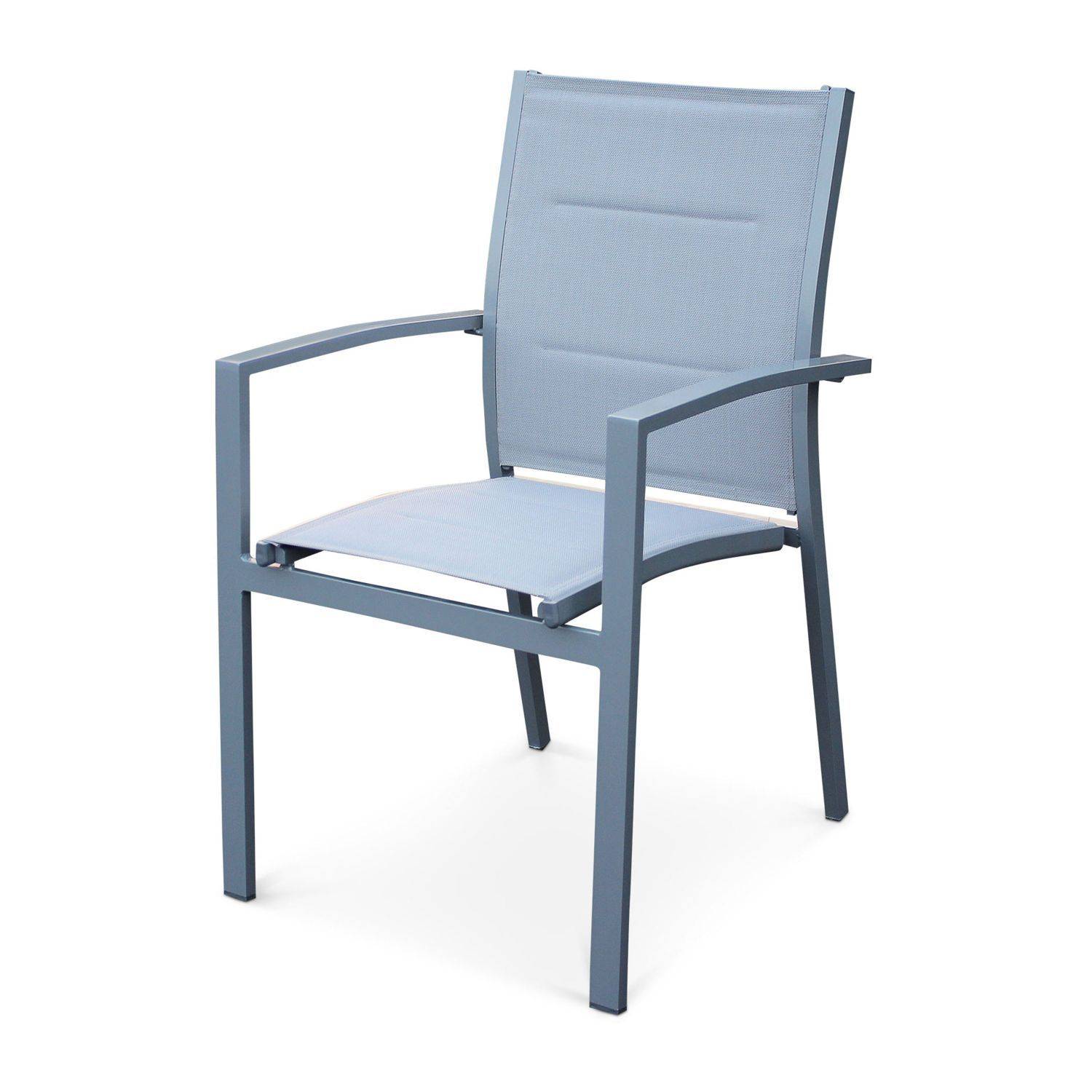 Ensemble Baltimore 1 table extensible et 8 fauteuils en aluminium et textilène Photo3