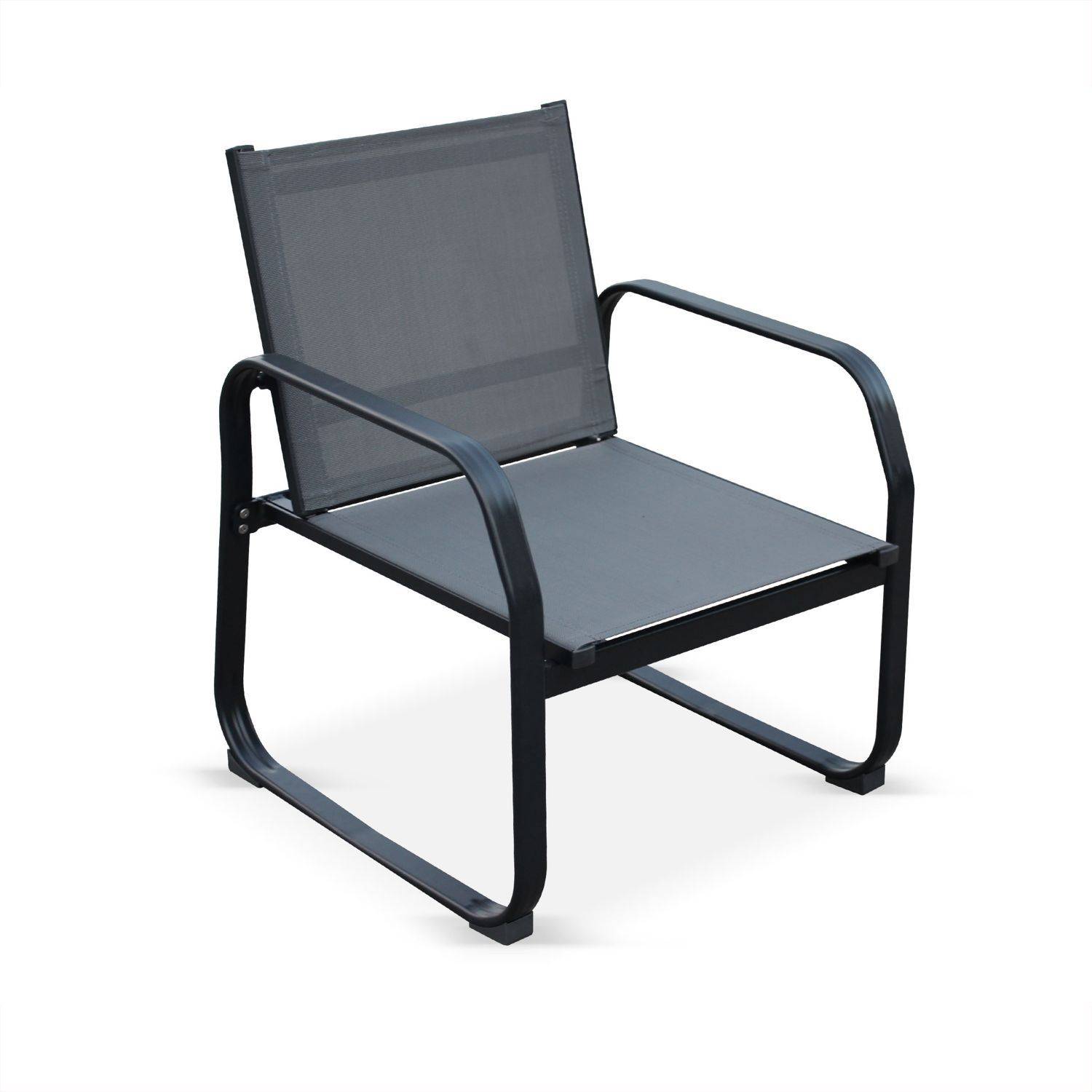 Ensemble Arno, 1 canapé, 2 fauteuils et une table basse en aluminium et textilène Photo3