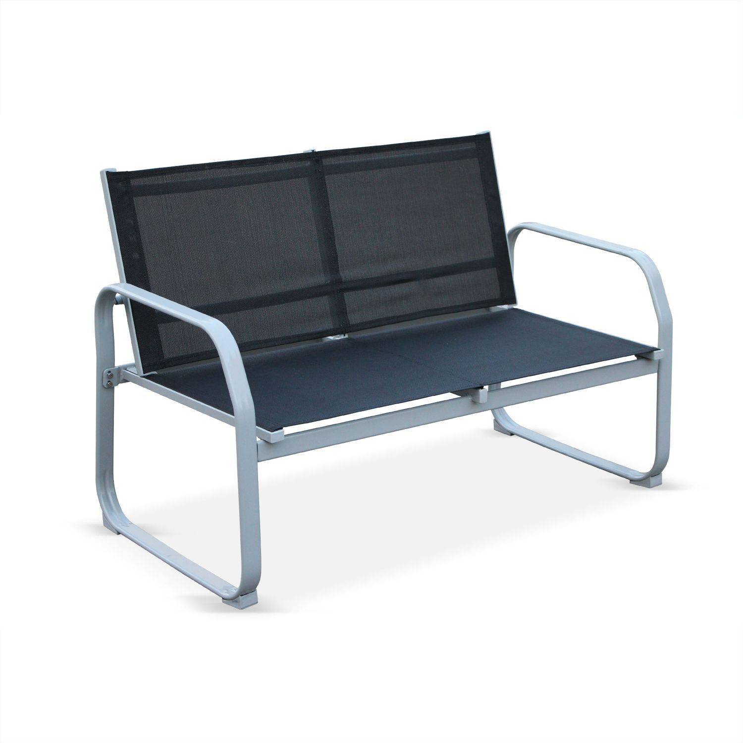 Ensemble Arno, 1 canapé, 2 fauteuils et une table basse en aluminium et textilène Photo2