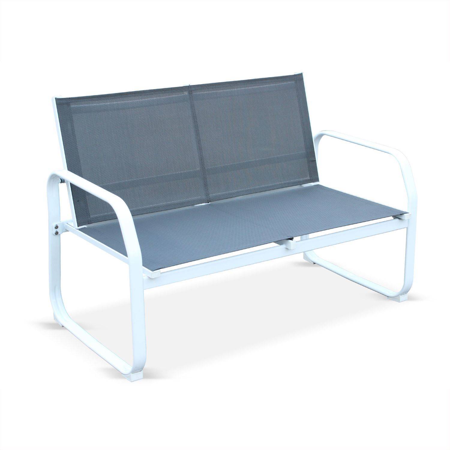 Ensemble Arno, 1 canapé, 2 fauteuils et une table basse en aluminium et textilène Photo2