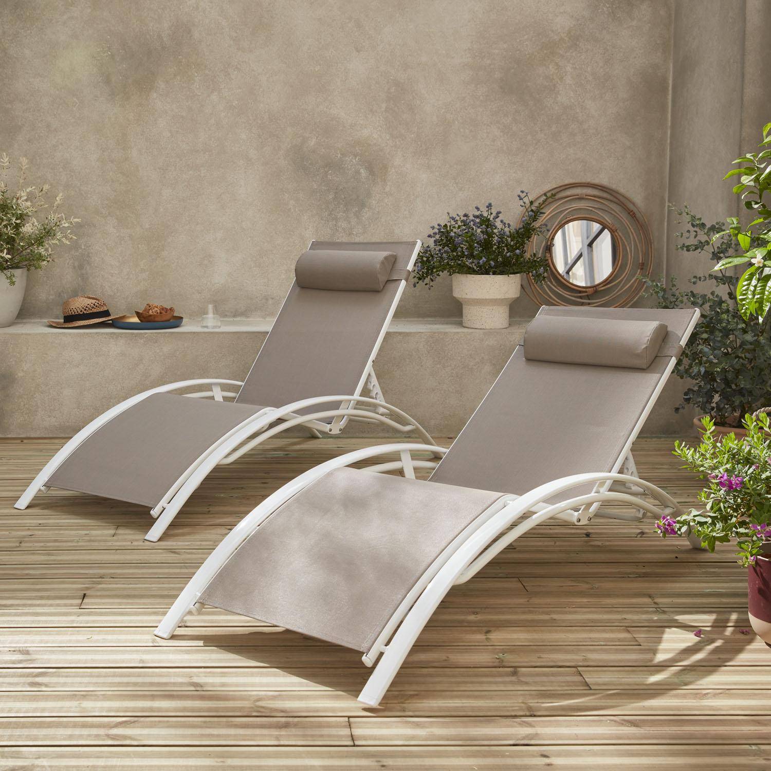 Sonnenliegen-Duo aus Aluminium - Louisa Taupe - Liegestühle aus Aluminium und Textilene Photo1