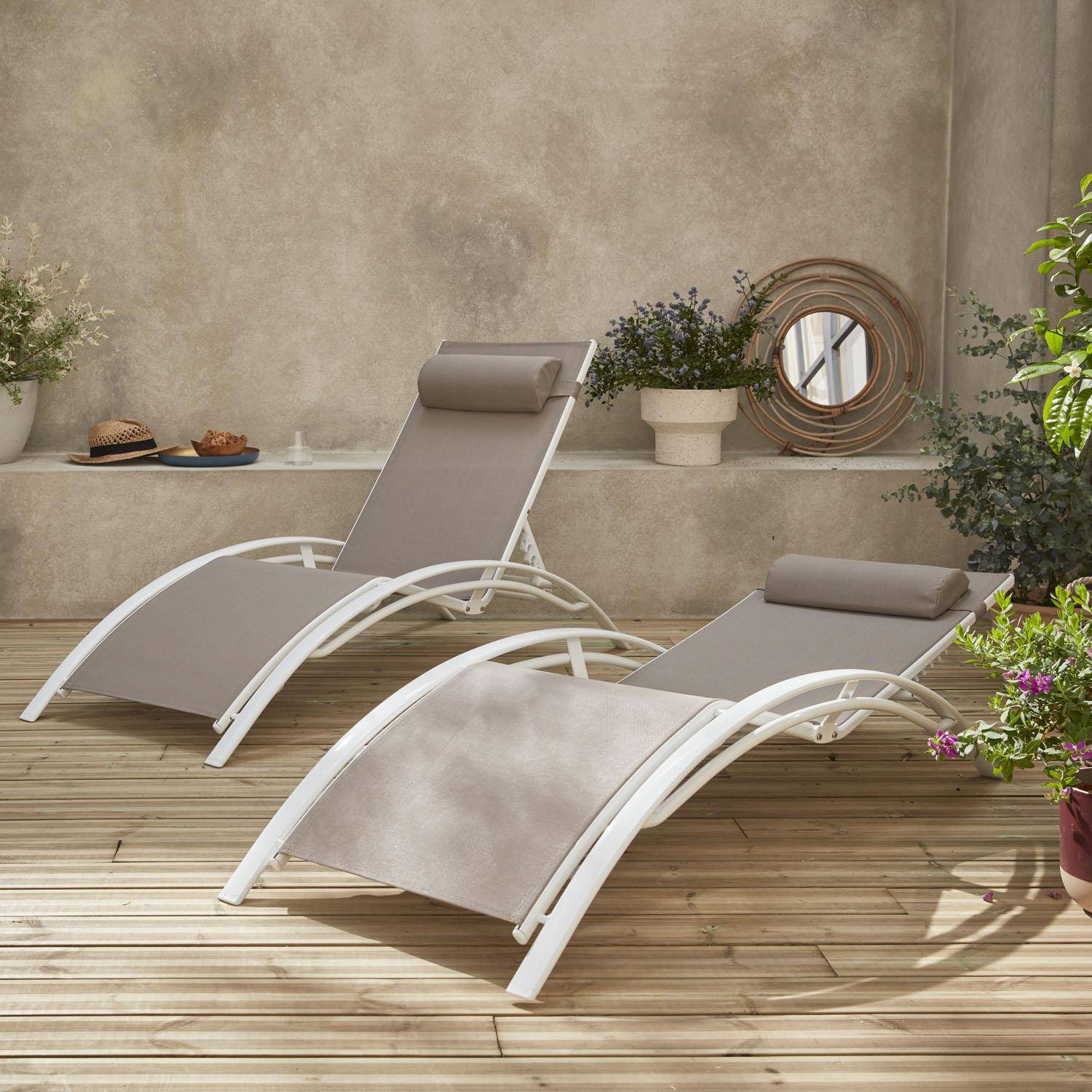Sonnenliegen-Duo aus Aluminium - Louisa Taupe - Liegestühle aus Aluminium und Textilene Photo2
