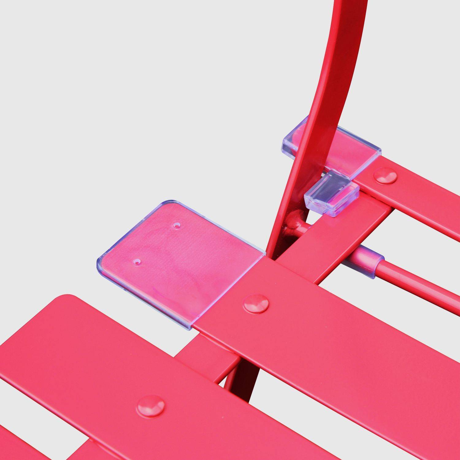 Emilia - Bistroset - 2 inklapbare stoelen en een vierkante tafel 70x70 van gepoedercoat staal – Rood Photo5