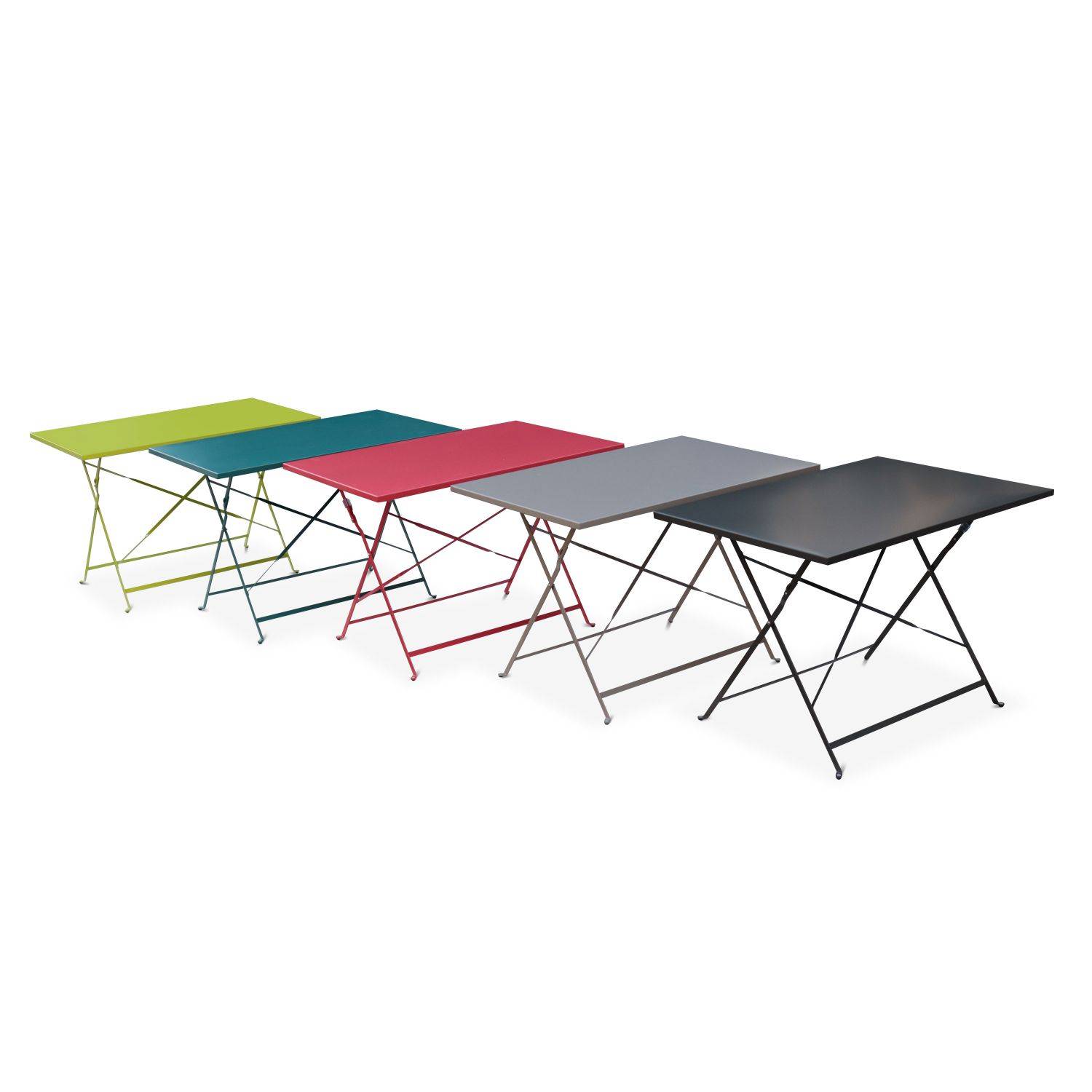 Emilia - Bistro set van rechthoekige tafel en 4 inklapbare stoelen - Staal met poedercoating - Mat  Photo7