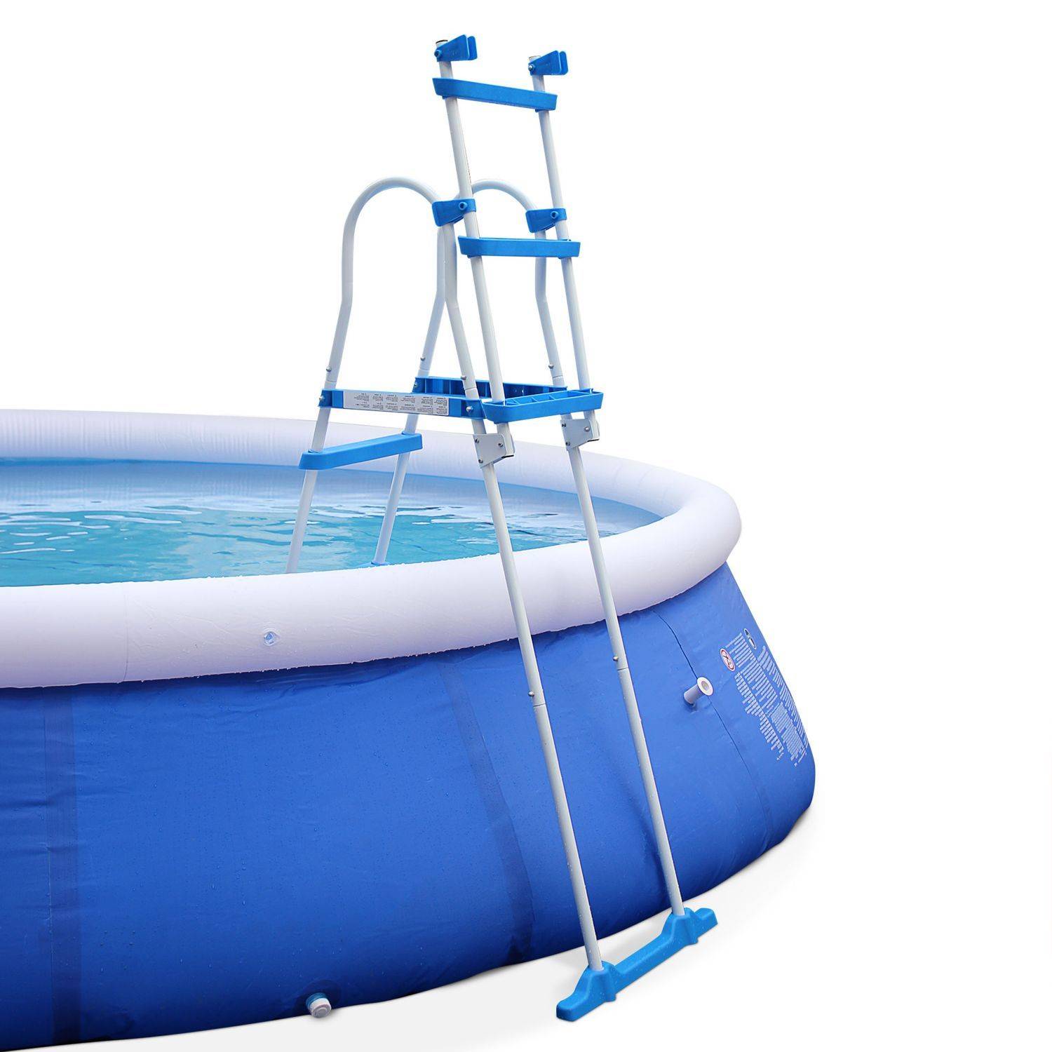 Kit piscine Emeraude gonflable bleue autoportante ronde Ø450x90cm avec pompe de filtration, bâche de protection, tapis de sol et échelle, piscine hors sol autostable Photo6