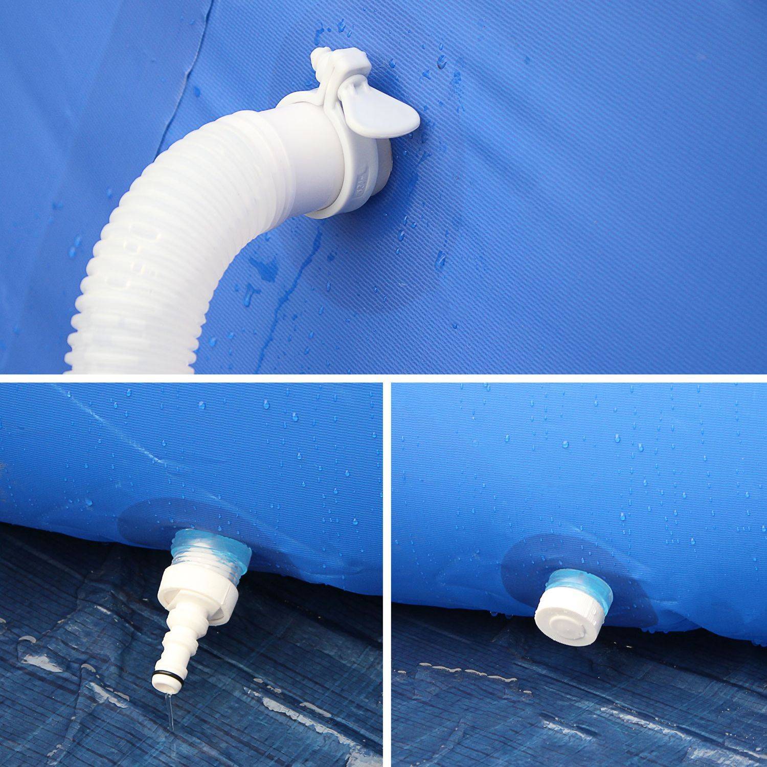 Kit piscine Emeraude gonflable bleue autoportante ronde Ø450x90cm avec pompe de filtration, bâche de protection, tapis de sol et échelle, piscine hors sol autostable Photo9