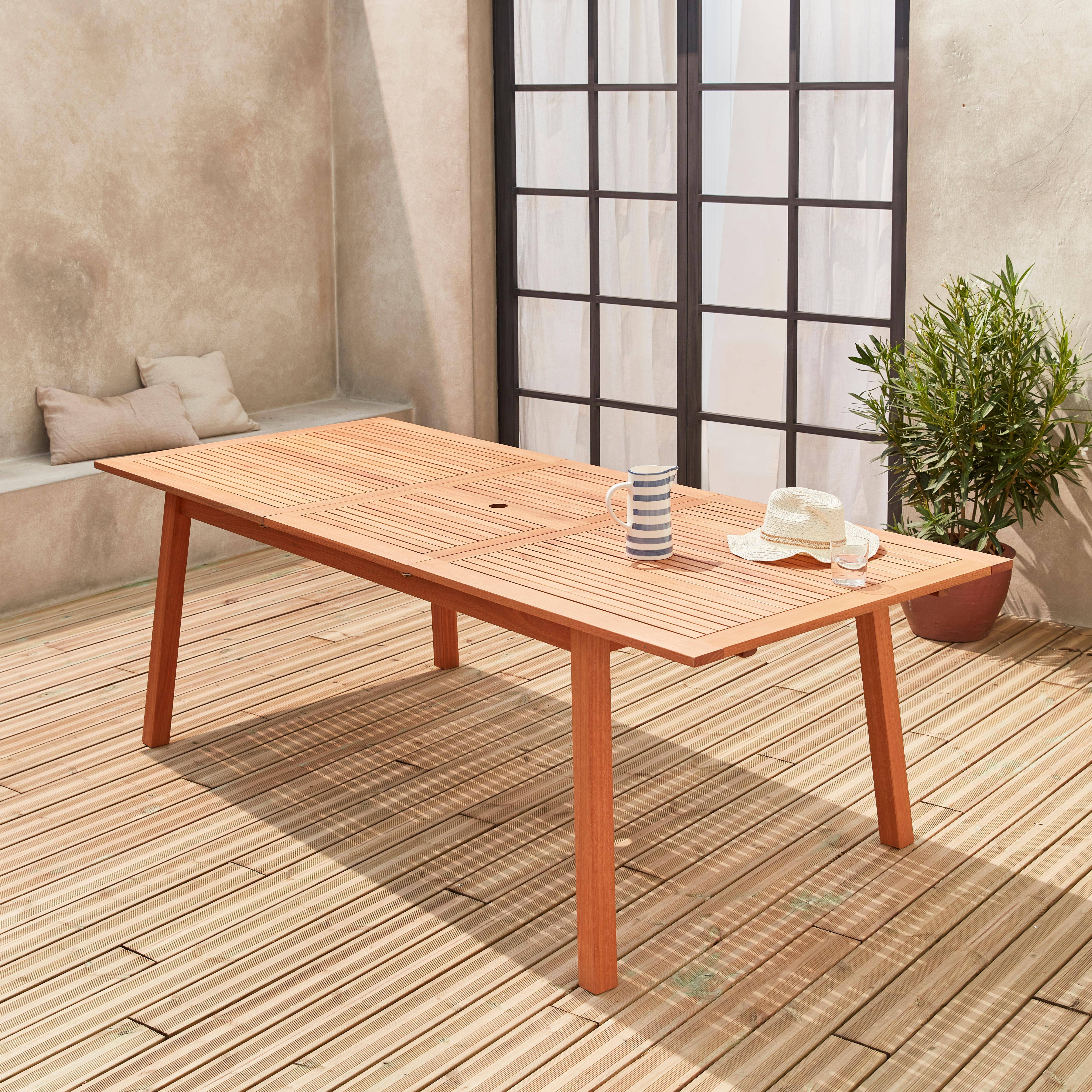 Holz-Gartentisch 180-240cm -Almeria- großer rechteckiger Tisch mit Verlängerung FSC-Eukalyptus Photo3