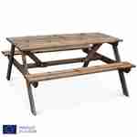 Picknicktisch aus Holz 150cm - PADANO - Rechteckiger Gartentisch mit Bänken aus FSC-Kiefer Photo1