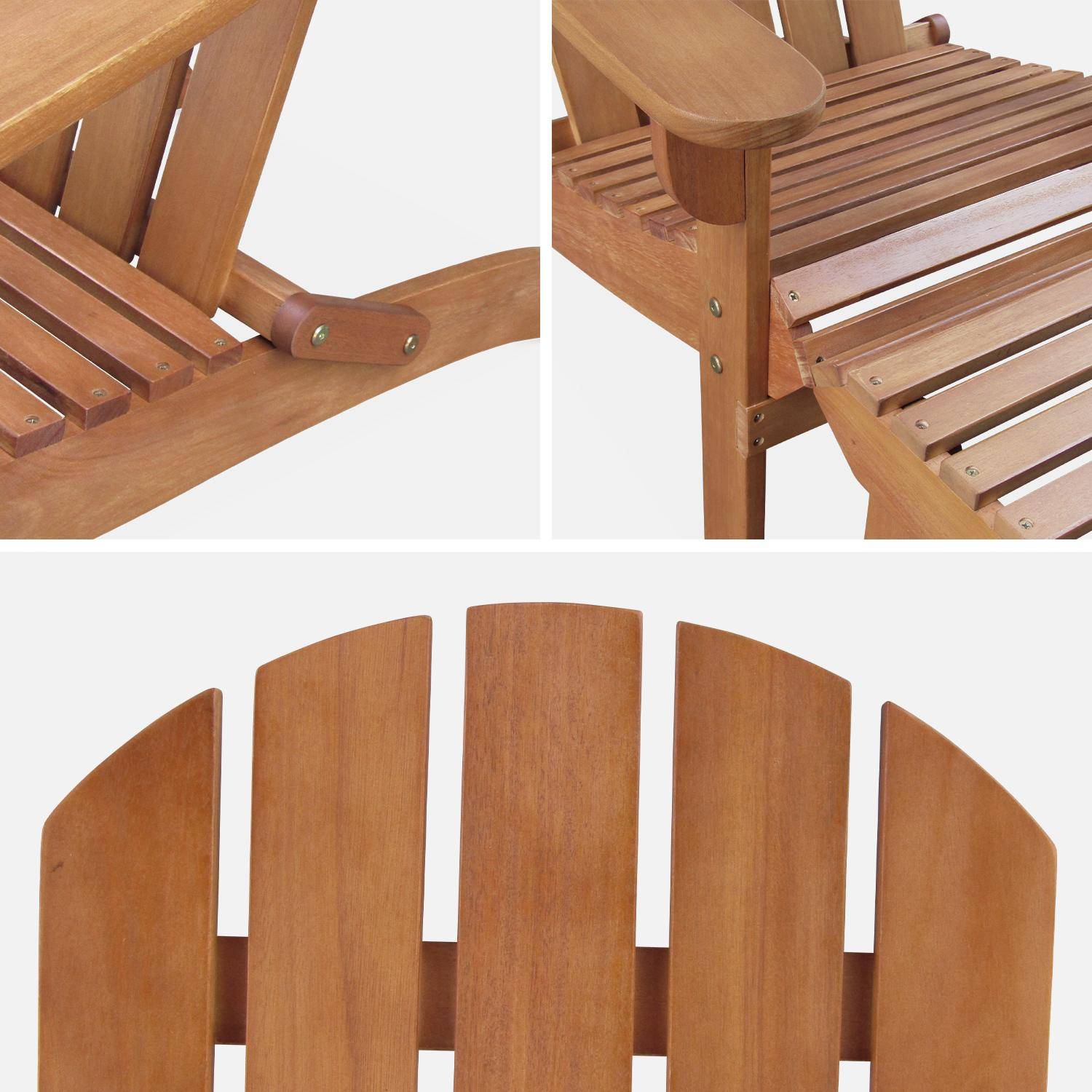 Sillón de jardín de madera con reposapiés / mesa de centro - Adirondack Salamanca - Eucalyptus FSC, silla de patio retro, silla de playa plegable Photo5