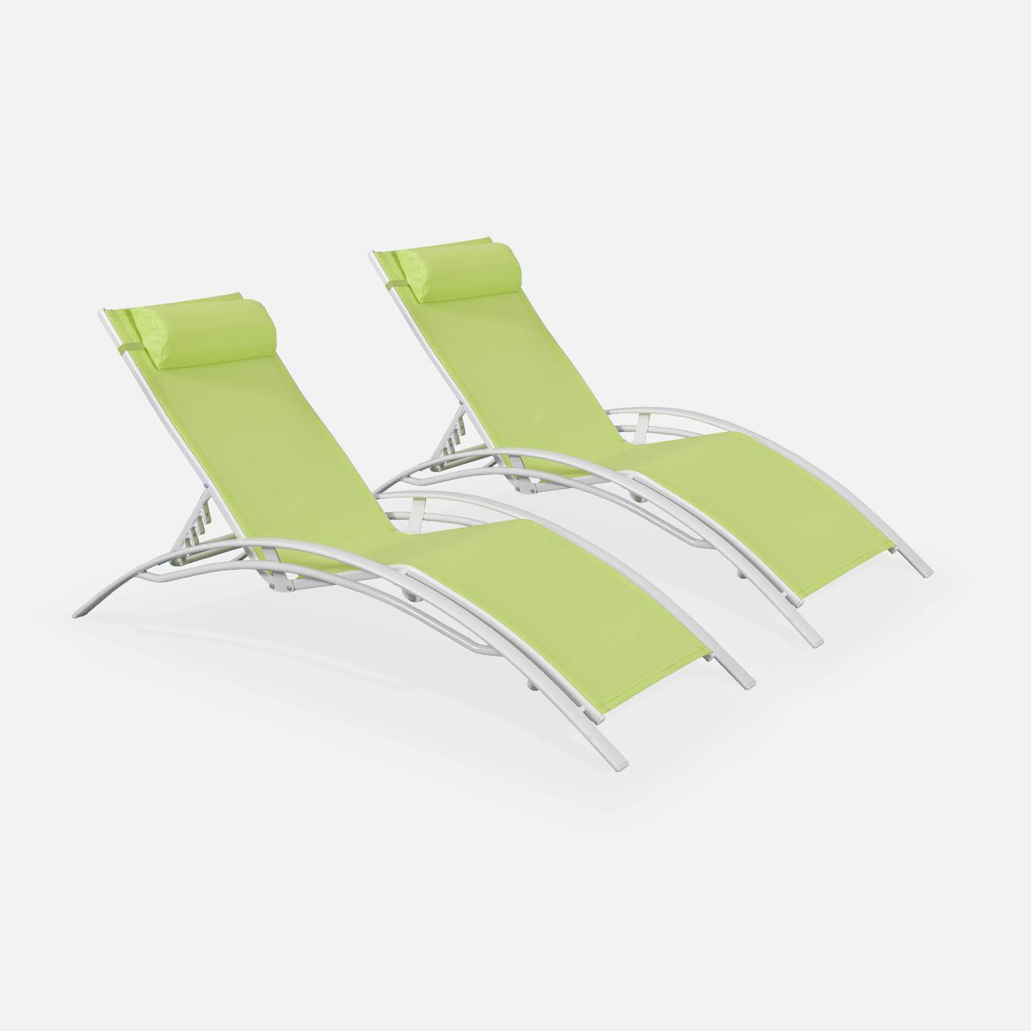 Sonnenliegen-Duo aus Aluminium - Louisa Apfelgrün - Liegestühle aus Aluminium und Textilene Photo2
