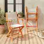 Fauteuils de jardin en bois et textilène - Almeria blanc - 2 fauteuils pliants en bois d'Eucalyptus FSC huilé et textilène Photo2