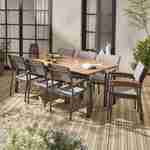 Conjunto de mobiliário de jardim em madeira Sevilha mesa extensível em alumínio 200/250 cm com extensão, 8 cadeirões, em alumínio, madeira de eucalipto FSC oleada e textilene cinzento taupe Photo2