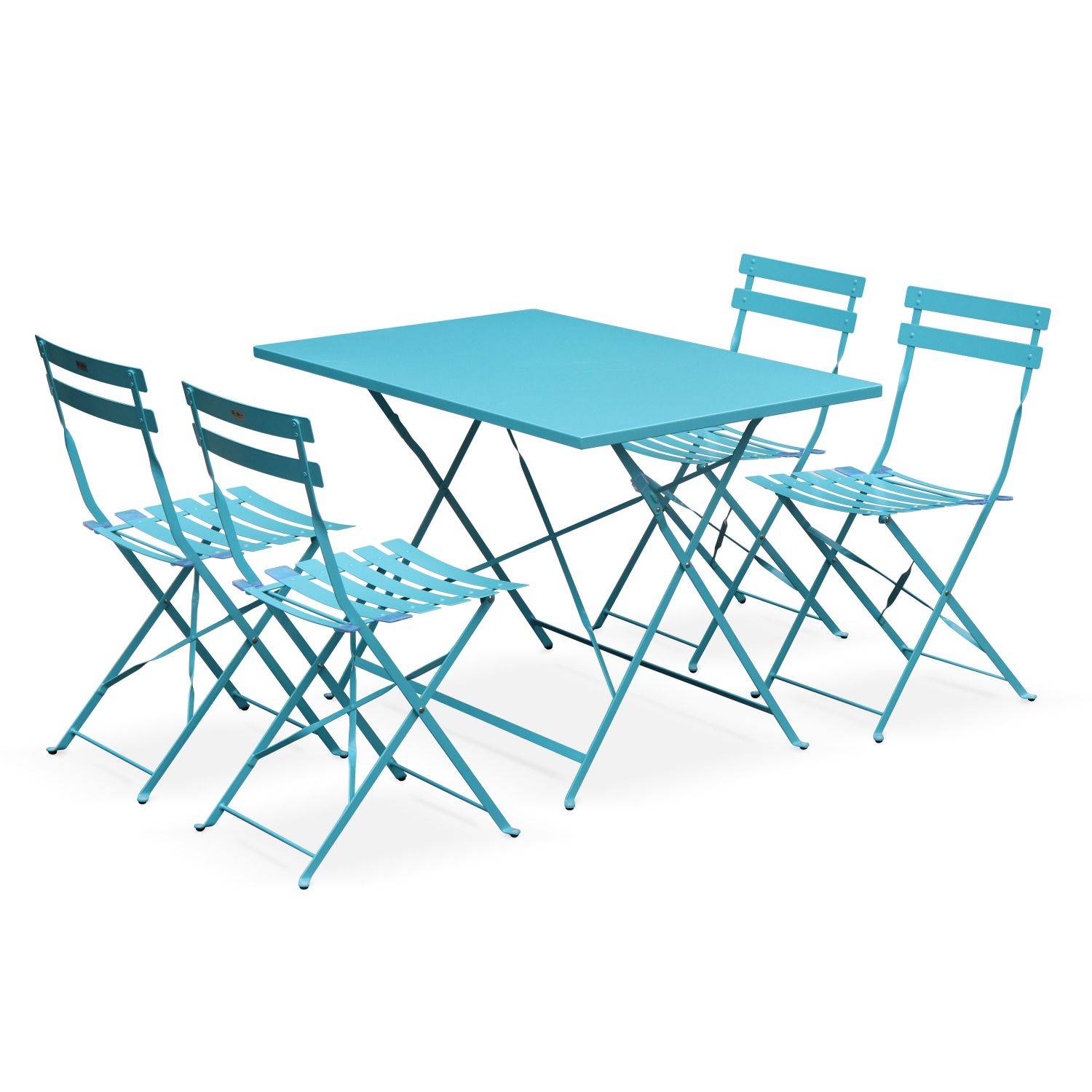 Emilia - bistro set van rechthoekige tafel en 4 vouwbare stoelen van gepoedercoate staal en een matte afwerking Photo1