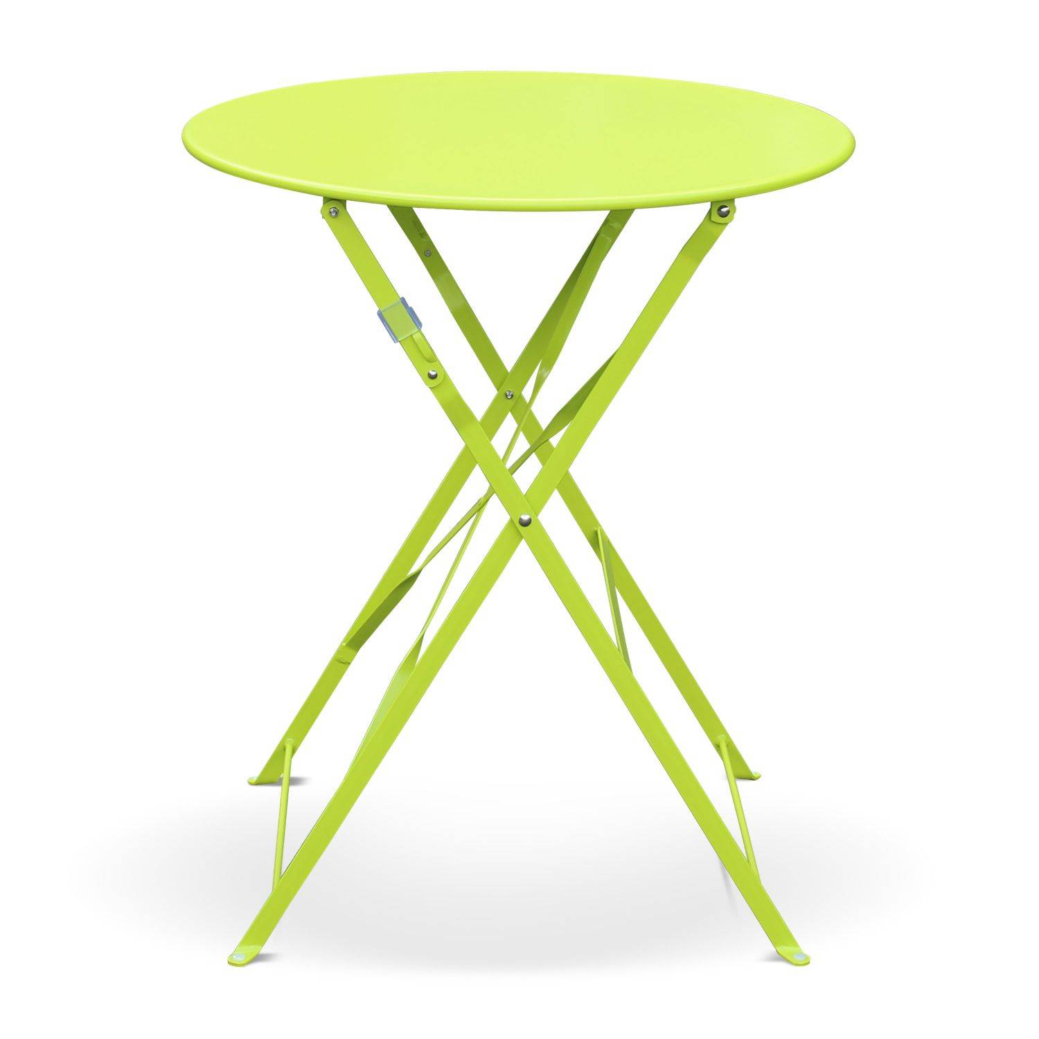 Klappbarer Bistro-Gartentisch - Emilia rund grün - Runder Tisch Ø60cm aus pulverbeschichtetem Stahl Photo1