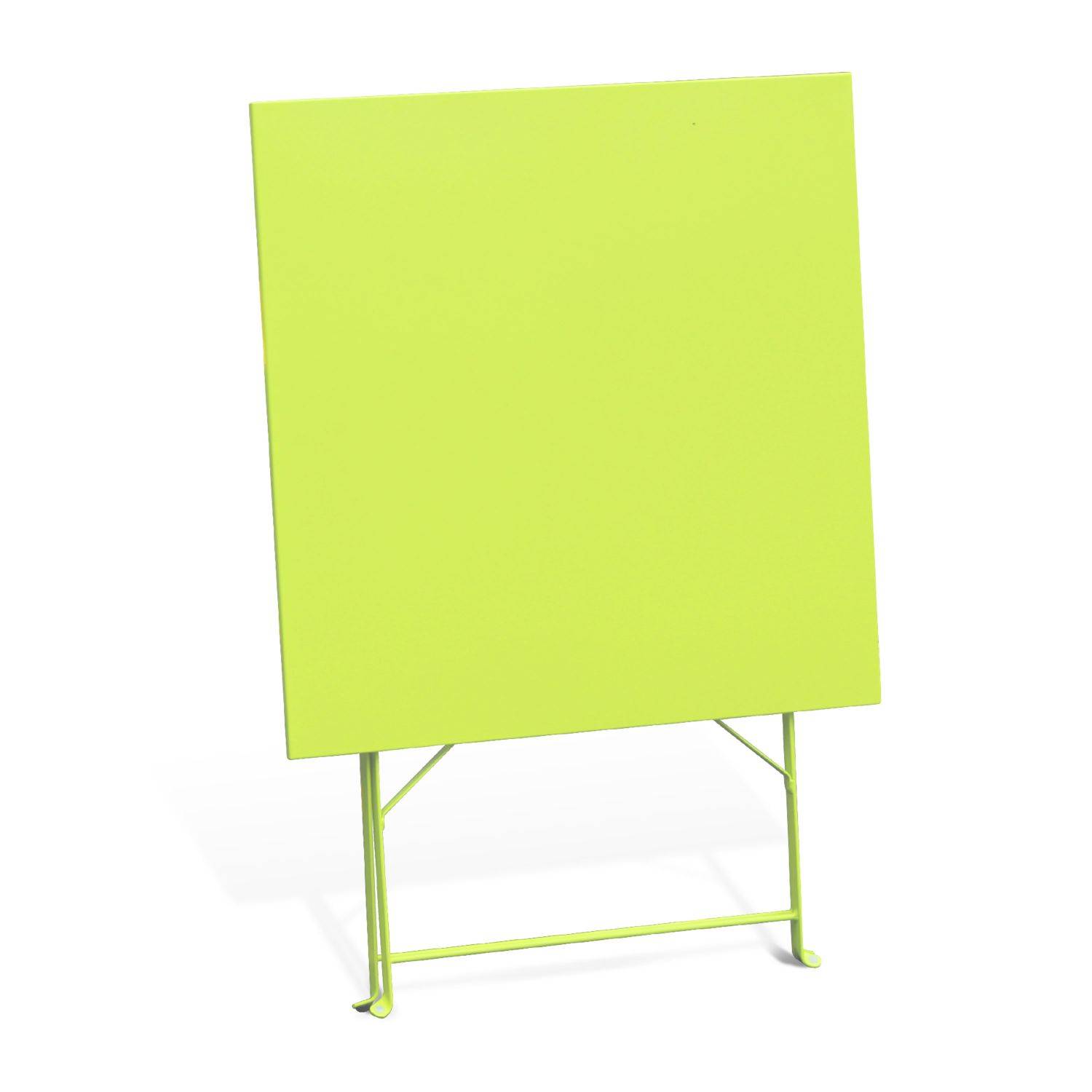 Klappbarer Bistro-Gartentisch - Emilia quadratisch grün - Quadratischer Tisch 70x70cm aus pulverbeschichtetem Stahl Photo3