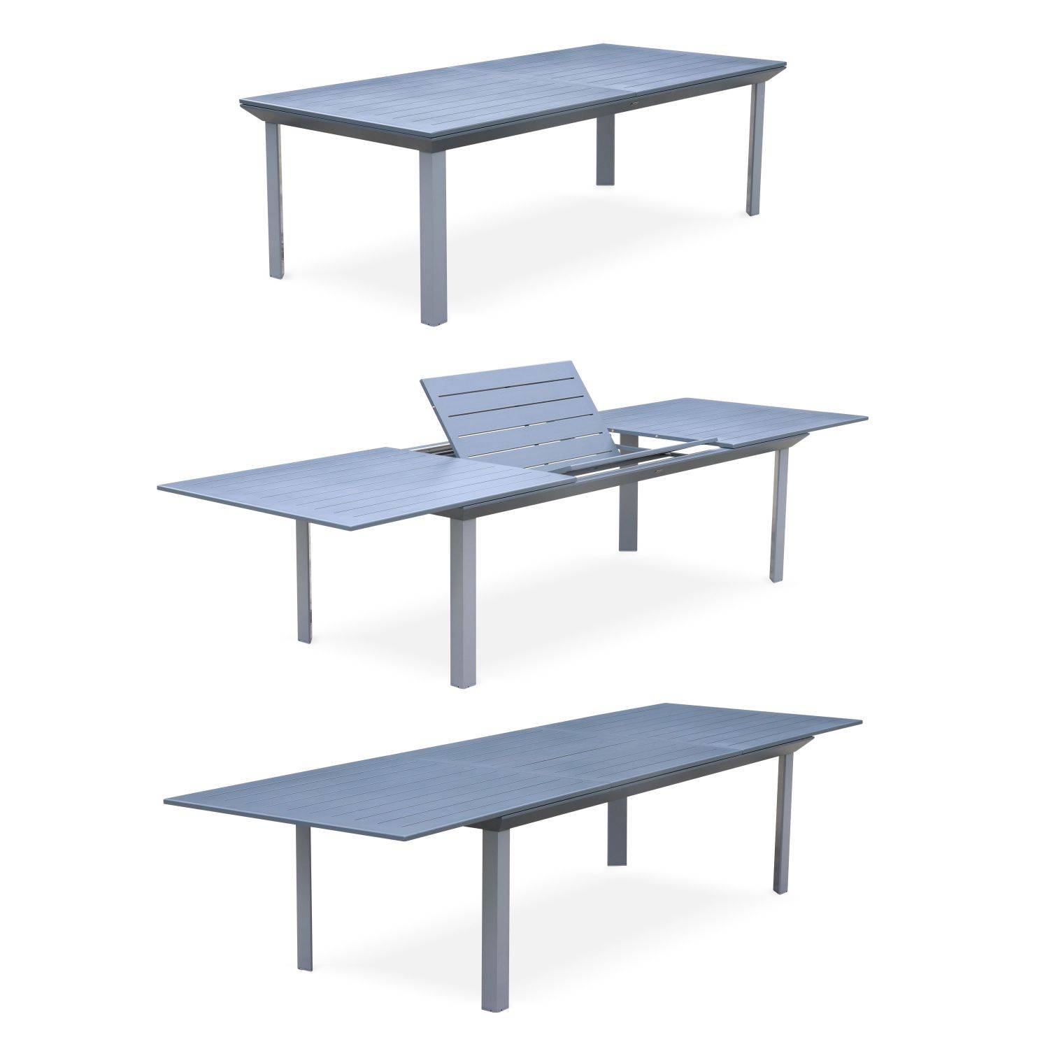 Ausziehbarer Tisch Gartengarnitur - Odenton Grau - Aluminiumtisch 235/335 cm mit Verlängerung und 10 Sitzen aus Textilene Photo3