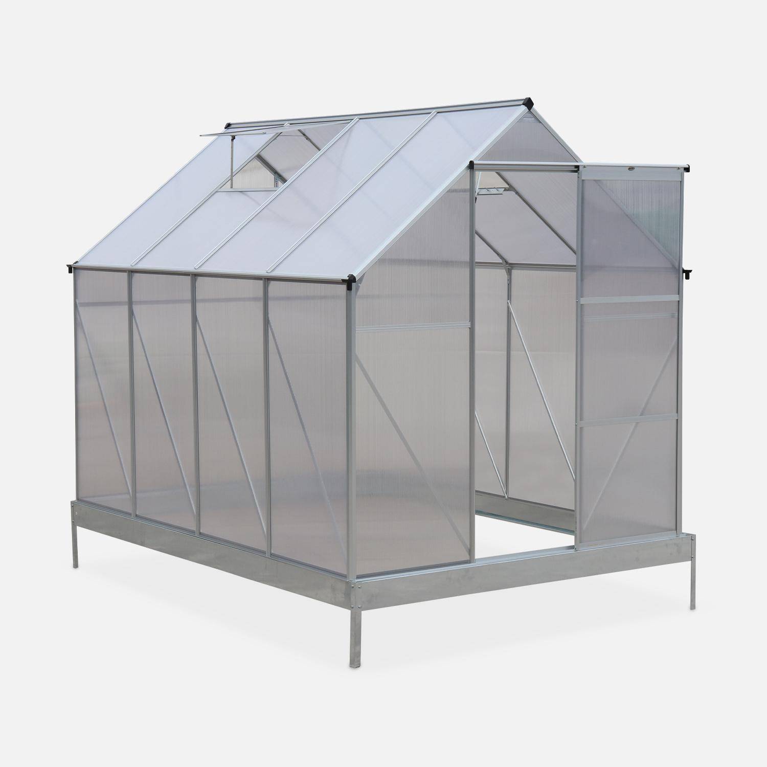 Estufa de jardim em policarbonato CHENE 5m² com base, 2 luzes de telhado, calha, Policarbonato 4mm Photo2