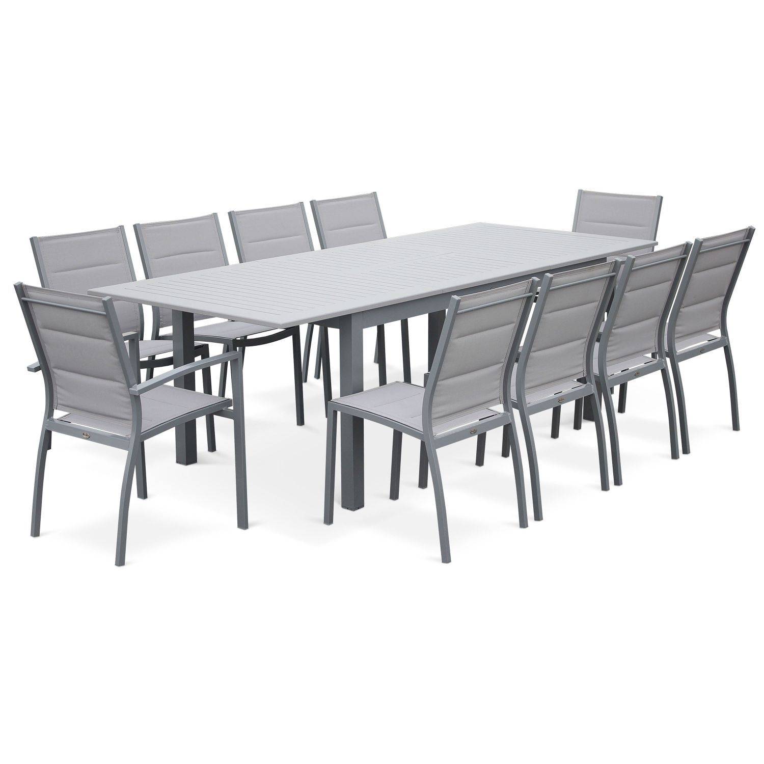 Gartengarnitur - Chicago Grau/Hellgrau - Ausziehbarer Tisch 175/245 cm mit Verlängerung und 8 Sitzen aus Textilene Photo3