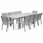 Gartengarnitur - Chicago Grau/Hellgrau - Ausziehbarer Tisch 175/245 cm mit Verlängerung und 8 Sitzen aus Textilene Photo3