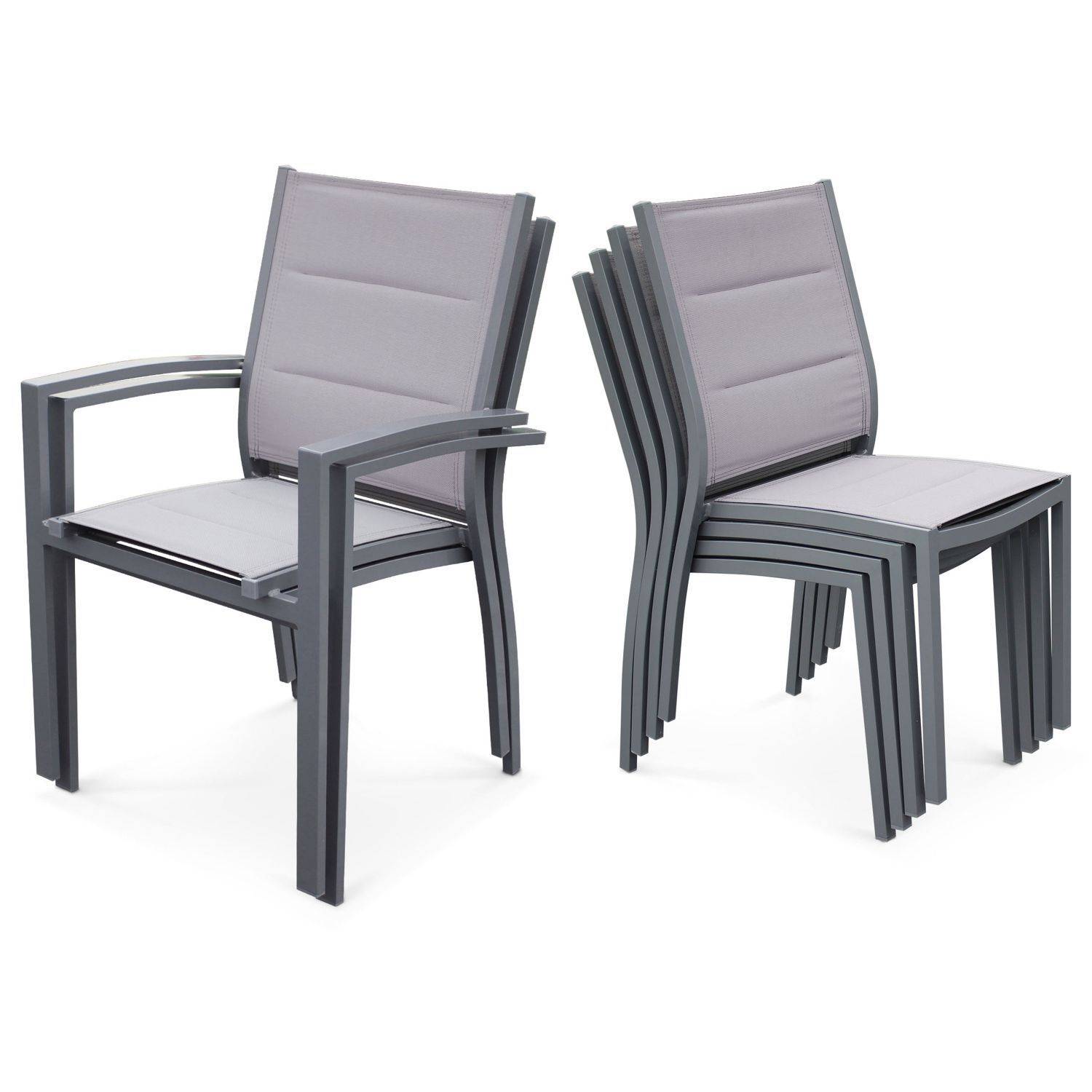 Gartengarnitur - Chicago Grau/Hellgrau - Ausziehbarer Tisch 175/245 cm mit Verlängerung und 8 Sitzen aus Textilene Photo7