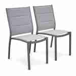 Ensemble Chicago, 1 table extensible, 2 fauteuils, 6 chaises en aluminium et textilène Photo6
