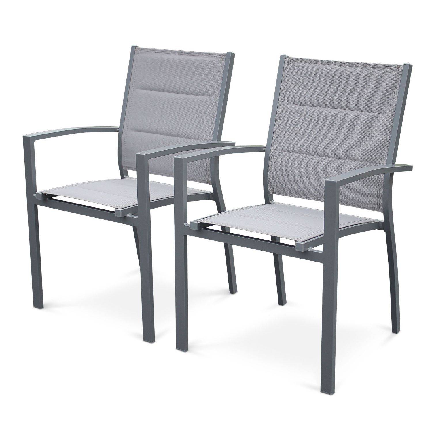 Gartengarnitur - Chicago Grau/Hellgrau - Ausziehbarer Tisch 175/245 cm mit Verlängerung und 8 Sitzen aus Textilene Photo5