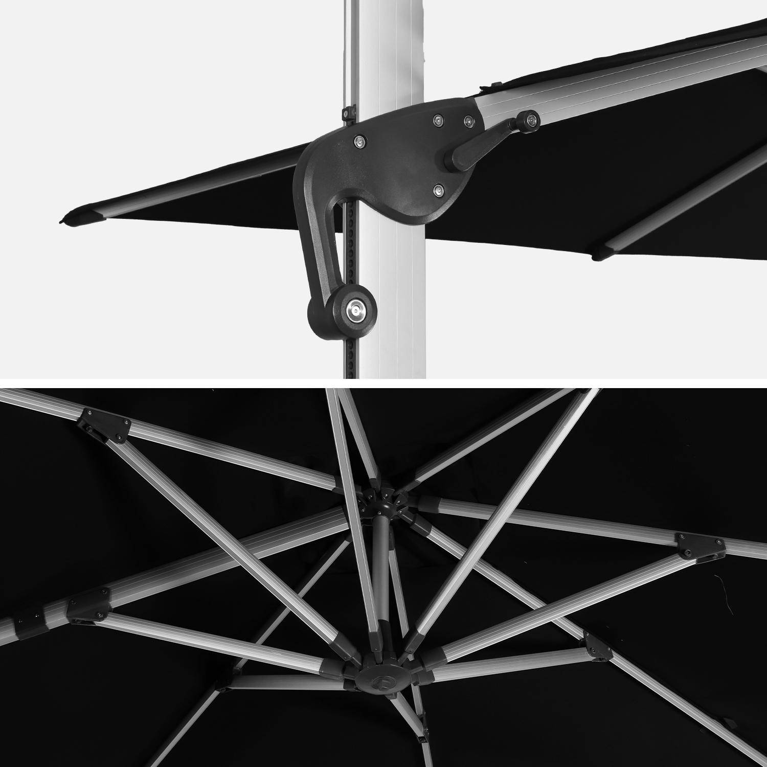 Parasol déporté haut de gamme carré 3x3m – PYLA Noir – Toile Sunbrella ® fabriquée en France par Dickson, structure en aluminium anodisé, rotatif, housse de protection Photo5