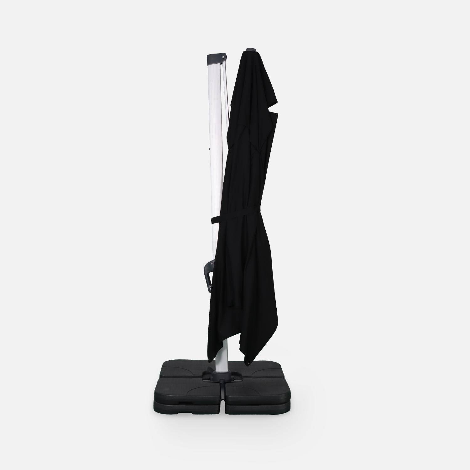Parasol déporté haut de gamme rectangulaire 3x4m – PYLA Noir – Toile Sunbrella fabriquée en France, par Dickson, structure en aluminium anodisé, rotatif,housse de protection Photo5