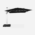 Parasol déporté haut de gamme rectangulaire 3x4m – PYLA Noir – Toile Sunbrella fabriquée en France, par Dickson, structure en aluminium anodisé, rotatif,housse de protection Photo3